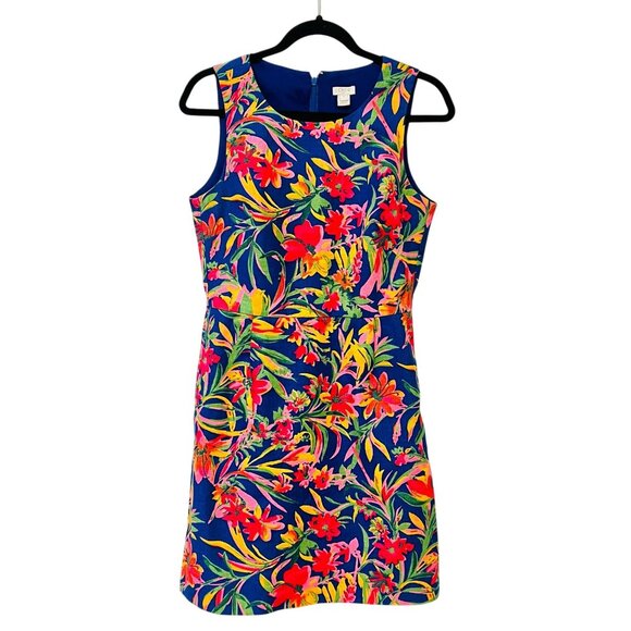 J.Crew Tropical Floral Bodycon Shift Dress Knee Length Sleeveless Multicolor 4 - Picture 7 of 12